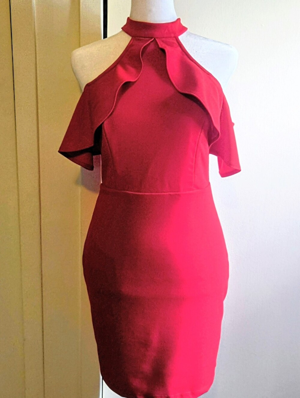 Lulu's Red One-Shoulder Ruffle Bodycon Dress